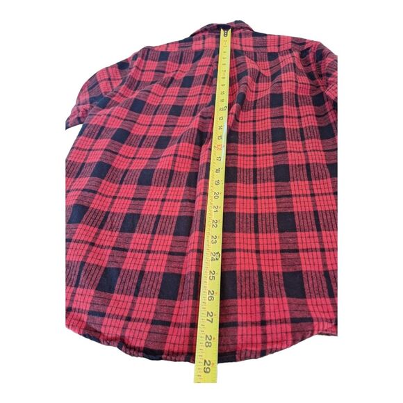 Eddie Bauer Flannel Shirt Mens Large Red Black Plaid Button Front Pockets Cotton - Picture 9 of 12